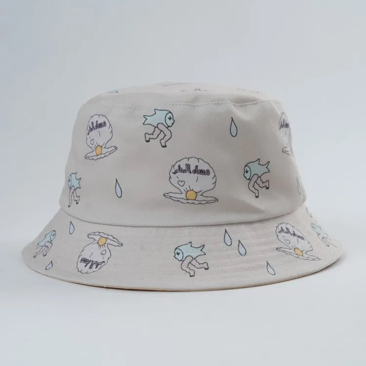 Unisex  Reversible Bucket Hat Custom Cotton Outdoor Activities Hat Embroidered One Side Full Print Other Sports Fishing Travel