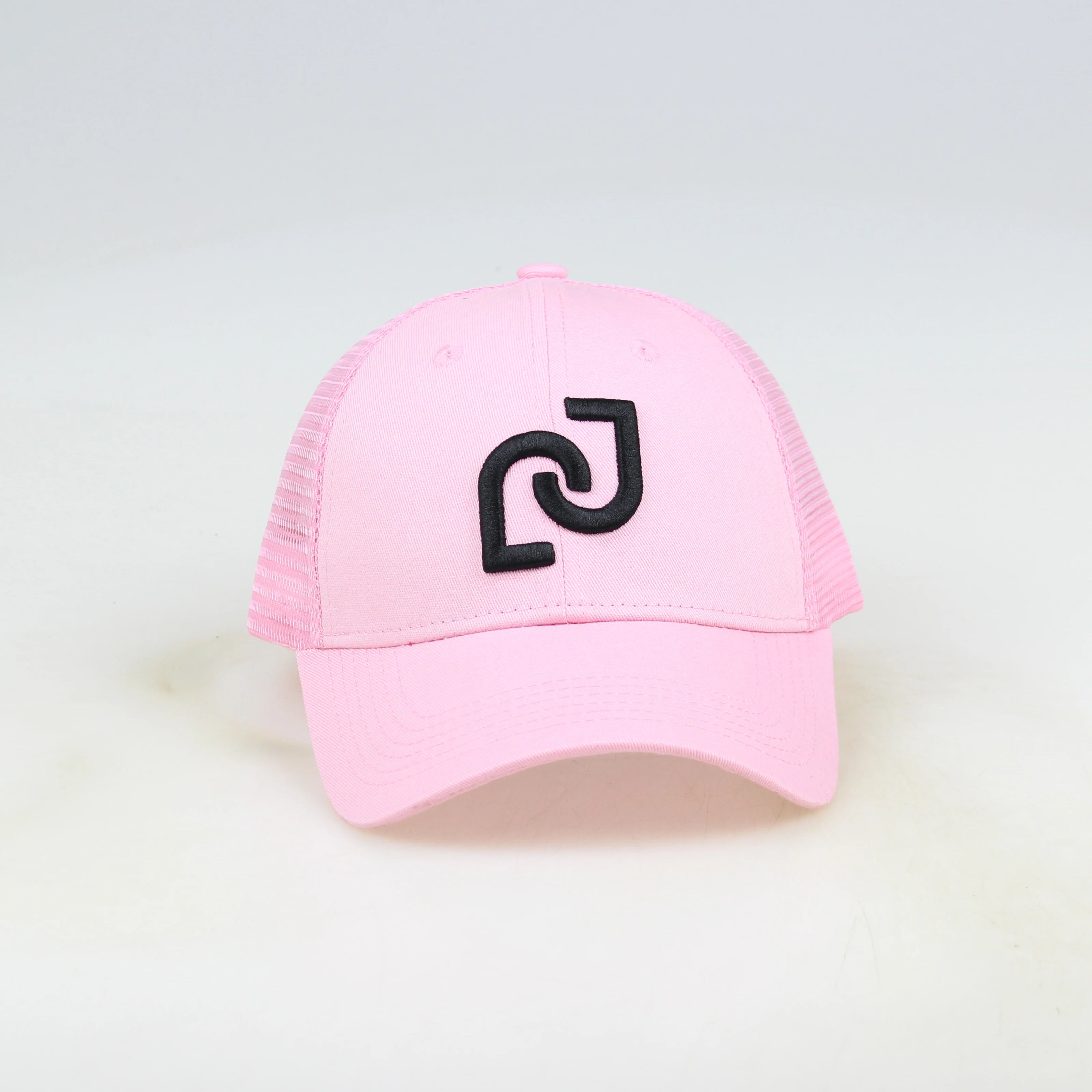 Custom Logo Curved Brim Puff Printing Image Style Unisex Fashion Pink Sport Baseball Hat Ponytail Cap Adjustable Closure Common