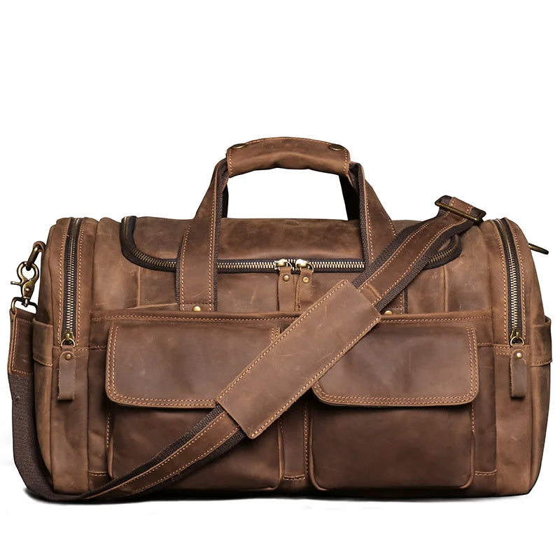 Wholesale Outdoor PU Leather Luggage Travel Bag Business Suit Bag Men Duffel Travelling Bag