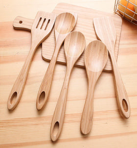 Non-Stick Kitchen Utensils Set Tableware for Cooking Reusable Bamboo Spoons Spatula Ladle for Kitchen Use