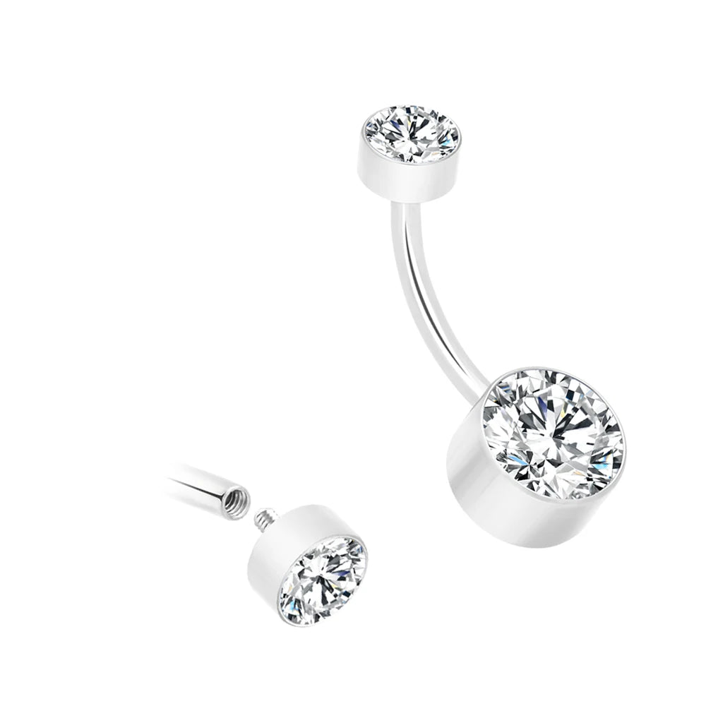 G23 Titanium Piercing Round CZ Inlay Internal Thread Eyebrow Belly Hole Button Navel Ring Earrings Women Body Jewelry
