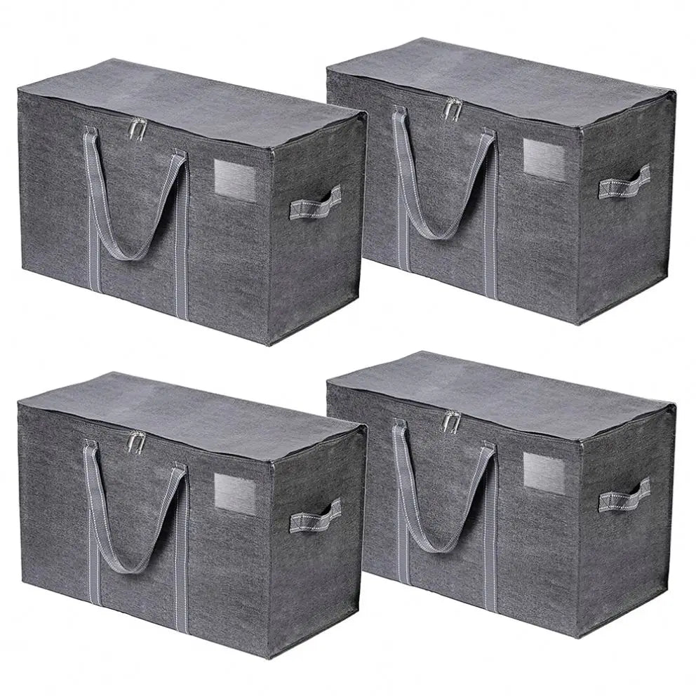 4 Pack Large Capacity Moistureproof Storage Bag Heavy Duty Extra Moving Bag Tote Clothes Organizer for Quilt Clothing