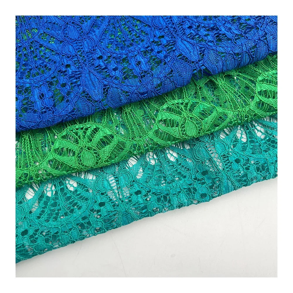 Eco-friendly Hot Selling Free Sample Hollow Out Knitted Mesh Fabric Australian Nigerian Cord Lace Fabric for Women Dress