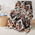 Custom Knitted Throw Blanket Bohemian Boho Flannel Design Mixed Beige Brown Warm Aztec Colors Throws Blanket