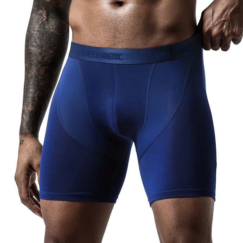 Dropshipping Factory Custom Boxer Briefs Ice Silk Mens Bamboo Shorts Elastic Mesh Underwear Extended Anti-wear Legs Sports Boxer