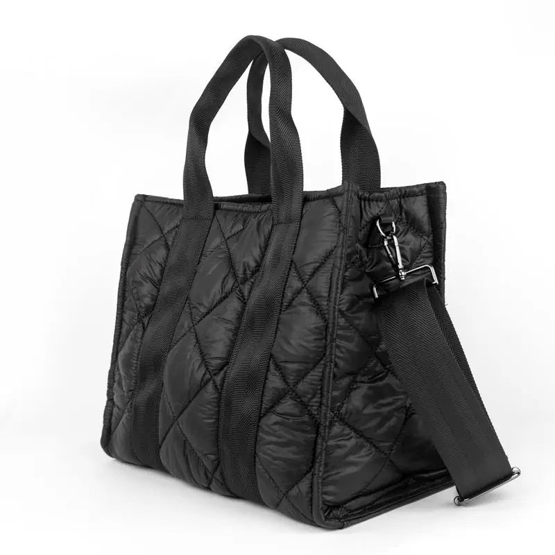 Autumn Winter Handbags Hot Sale Puffer Tote Bags Women Handbags Ladies High Capacity Zipper Quilted Yoga Bag Set With Zipper