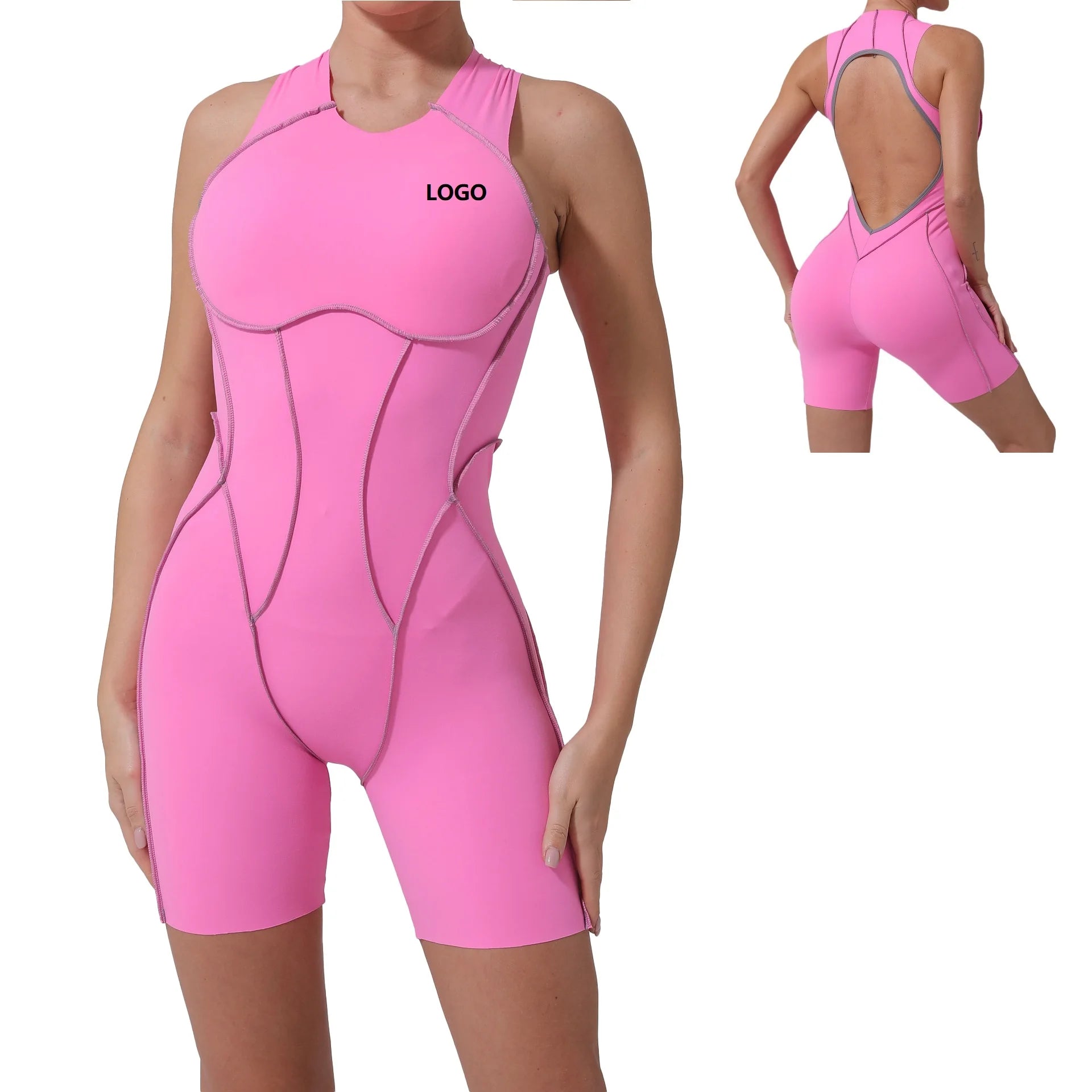 Fitness Wear Custom Logo Jumpsuits Sports Bodysuits Women Training Dance Wear Running Jumpsuit Sleeveless One Piece Yoga Wear