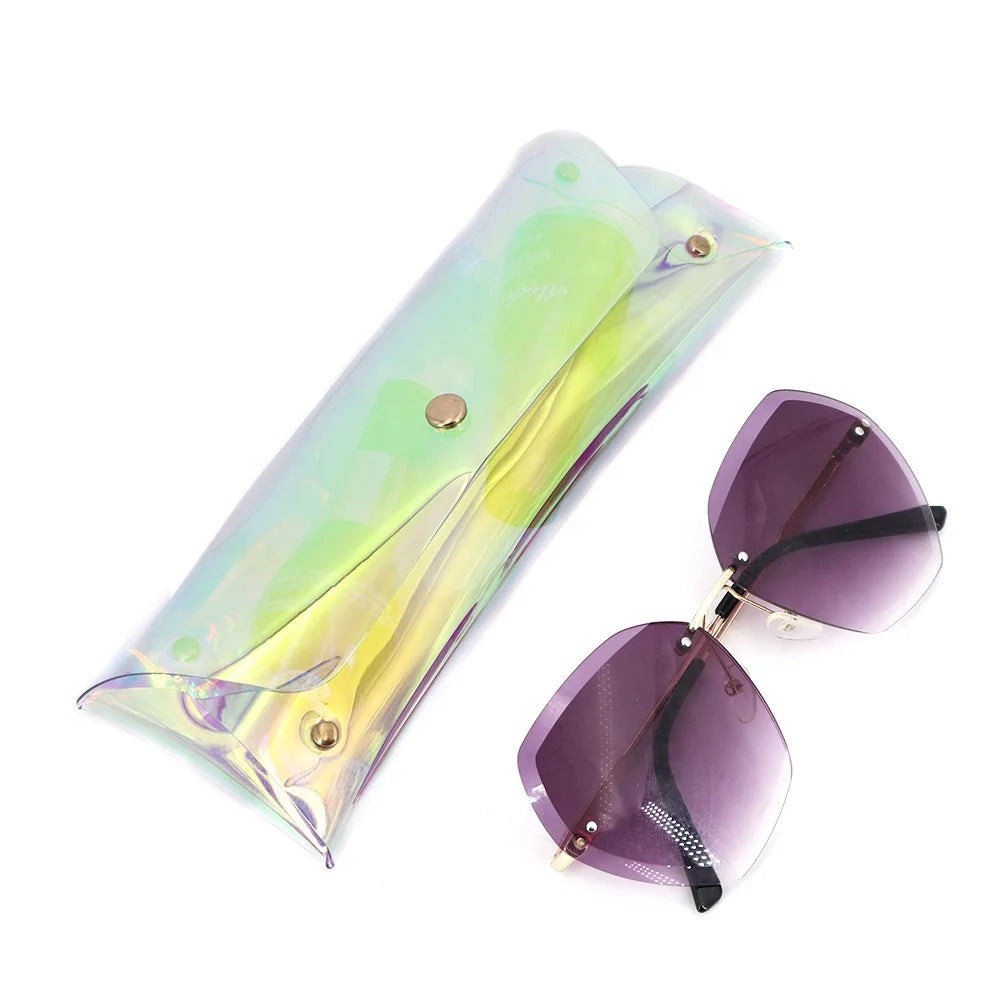 Women's Laser Fanny Pack Hologram Brushes Bag Transparent Waterproof Beach Bag Jelly PVC Makeup Bag Button Pouch Case Eco