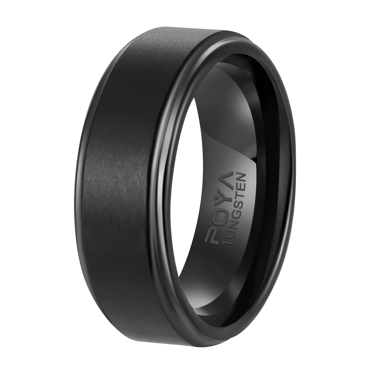 POYA 8mm Tungsten Ring Men Raised Edges 18K Gold Plated Trendy Silver Rose Gold Blue Black Wedding Engagement Band Parties Gifts