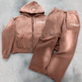 Custom Acid Washed Distressed Zip up Tracksuit Two Pieces Sunfaded Sweatsuits Heavyweight Patchwork Hoodie Sets