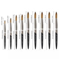 NAB004 9pcs 100% Pure Kolinsky Hair Nail Brush with Metal Handle for Nails Art Painting DIY Design Kits Commercial & Home Use
