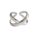 925 Sterling Silver Cross Ring with Chunky Infinity Eternity Love Knot X Adjustable Cross Ring