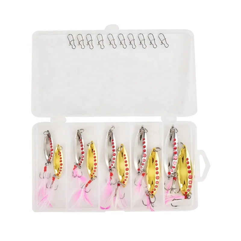 5g7g10g15g20g 10pcs Per Box Wholesale Fishing Lures Hard Metal Spoon Lure Kit Fishing Bait Lure Set