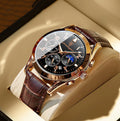 Men Watches New Fashion Waterproof Luminous Leather Top Brand Luxury Mens Clock Quartz Wristwatches