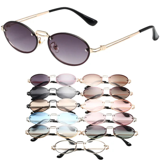 Fashion Newest Oval Sunglasses Women Metal Frame Sun Glasses Personality Eyewear Lady Eyeglasses Oculos De Sol UV400