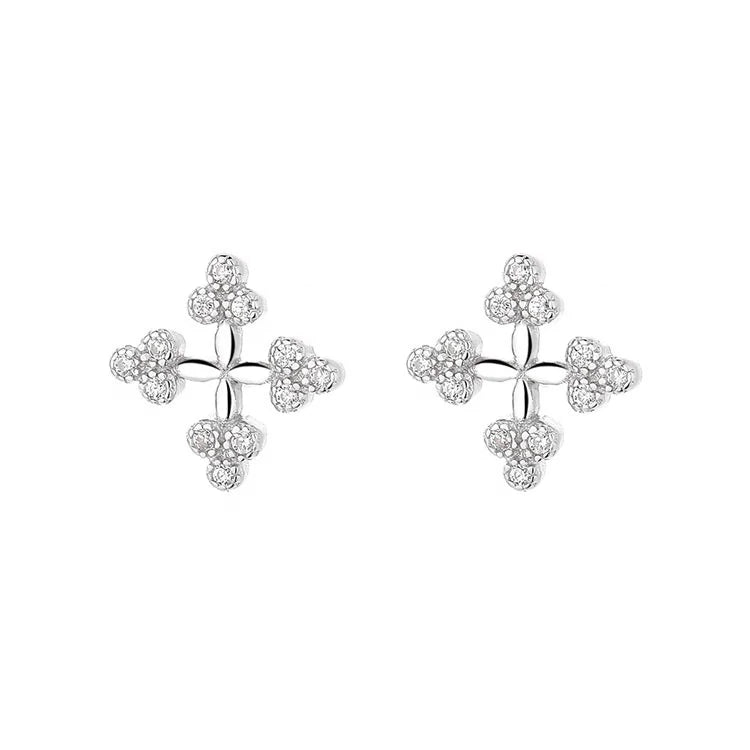 Yaeno Factory Wholesale Fine Jewelry Sterling Silver 925 Stud Earring for Women Minimalist Flower Stud Earrings Jewelry for Girl