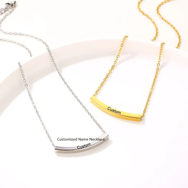 Fashion Jewelry Necklace Blank Round Pendant Stainless Steel Logo Necklace With With Custom Laser Engraved Logo Necklace
