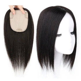 12inch Women's Wig Clip in Hair Piece Women Real Human Hair Cover Wigs Hand Made Breathable Hair Topper