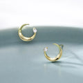 Moon Shape With Small Zircon Stone Earings 18K Gold Plated 925 Sterling Silver Studs Earrings Fashion Jewelry for Women