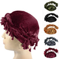 New Arrival Velvet Tassels Turban Muslim Hijab  Cap Men Turban Head Wrap Satin Lined Head Scarf Hat for Men