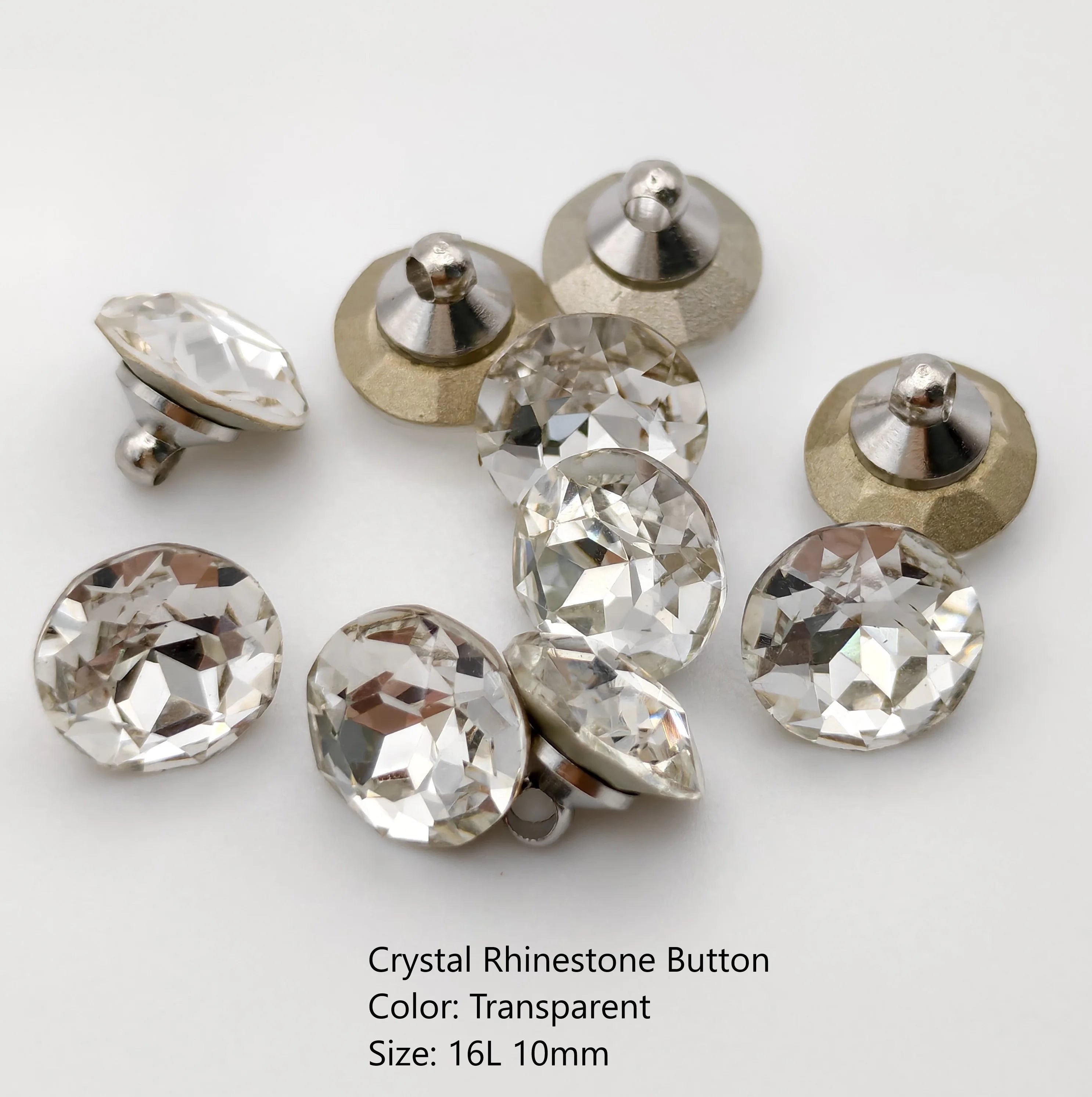 China Button Factory Custom Various Colors 10mm Awarovski Crystal Rhinestone Diamond Shaped Button for Clothes