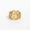 High End 18K Plain Gold Love Smile Face Hollow Rings Stainless Steel Trendy Simple Gold Plated Jewelry