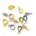 18K Gold Plated CZ Pendant Bail Clasp Micro Pave CZ Charm Enhancer Cubic Zirconia Removable Bail Clasp Jewelry Making Supplies