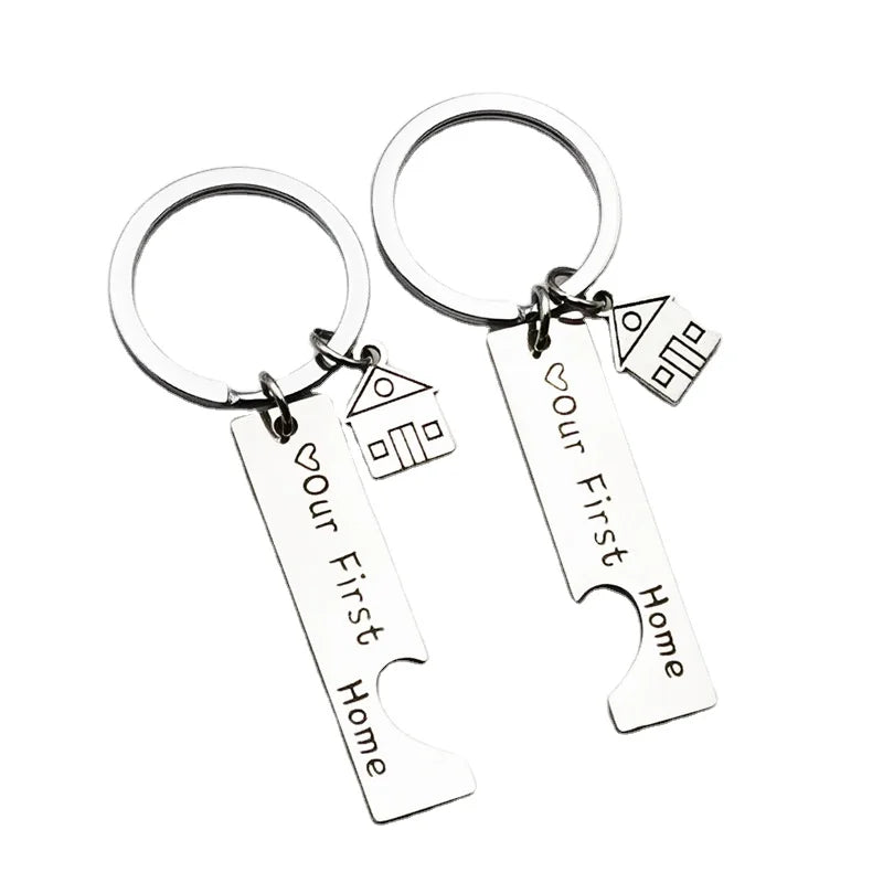 Home Keychain Engraved Our First Home House Keyring 2021 2022 Couples Housewarming Gifts Lovely Gift for New Home Owners