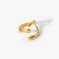 Women's 18K Gold Stainless Steel Adjustable Ring Ins Simple Geometric Cross Texture for Engagement Open Finger Jewelry