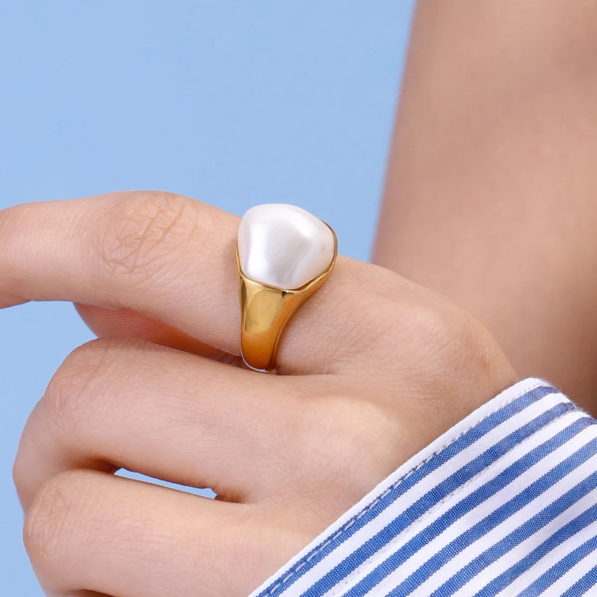 New Style 18K Gold Plated Ring Stainless Steel Liquid Metal Minimalist Modern Chic Jewelry Heart Open Rings