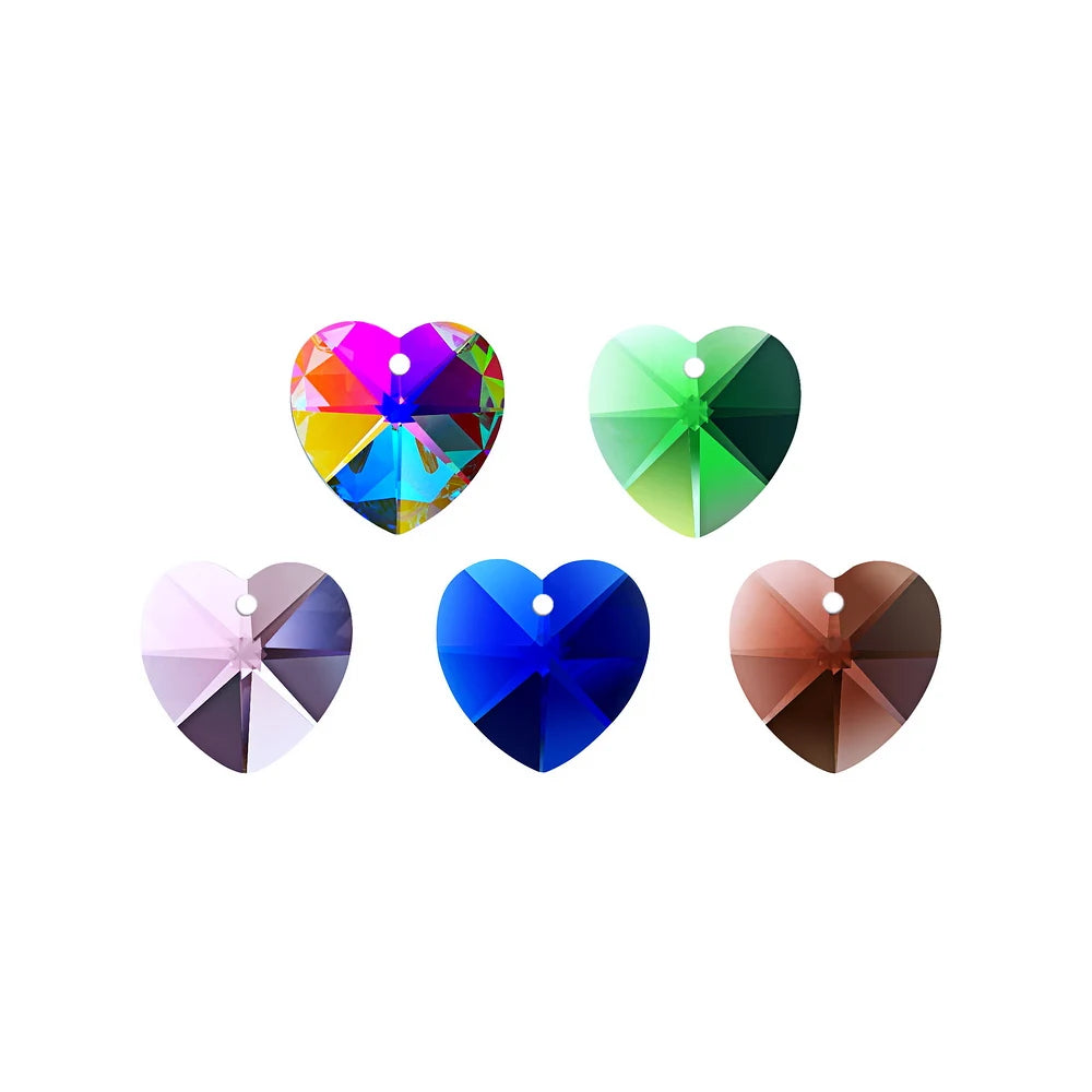 Crystal Heart Pendant 28mm Hanging Jewelry Ornament Pendant Suncatcher Decoration DIY Loose Beads 3100 GOLDENHAITAI