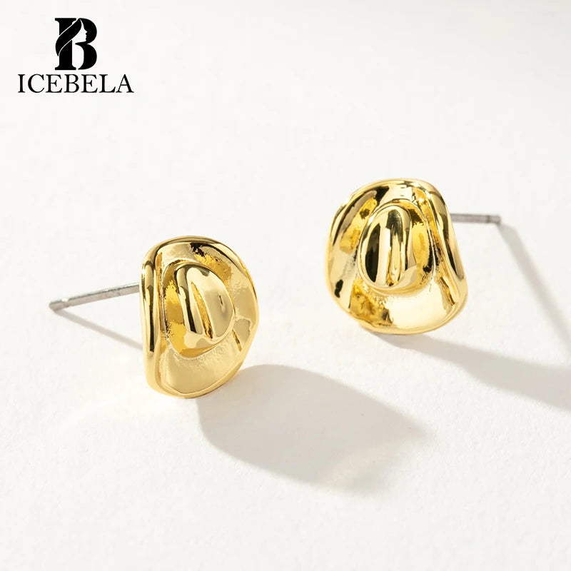 Trendy Chic Exquisite 925 Sterling Silver Fine Jewelry Unique Design Cowboy Hat Shape Gold Plated Stud Earrings for Women