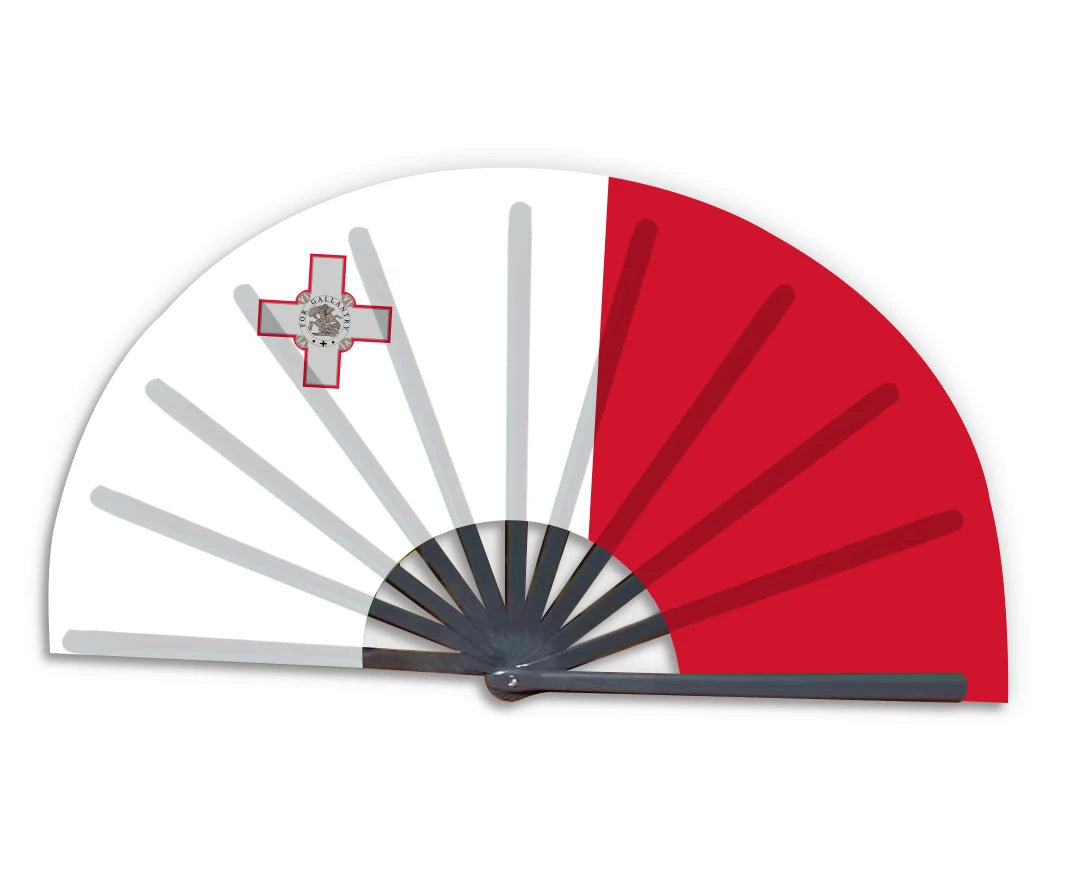 New Product Customized National Cuntry Flag Malta Folding Bamboo Hand Held Fan