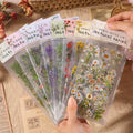 Nature Series 6pcs/pack Decorative PVC Handbook Stickers Vintage Paper Material with Plants Flowers Design for Children's Use