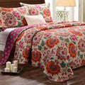 3 Piece Reversible Floral Quilt Set Printed Bedding Set for Summer Lightweight Microfiber Quilt with 2 Pillowcases