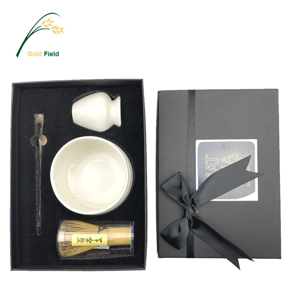 High Quality Multi-Purpose Reusable Ceramic Modern Luxury Matcha Tea Set Eco-Friendly Gift Box Home Commercial Use GoldField