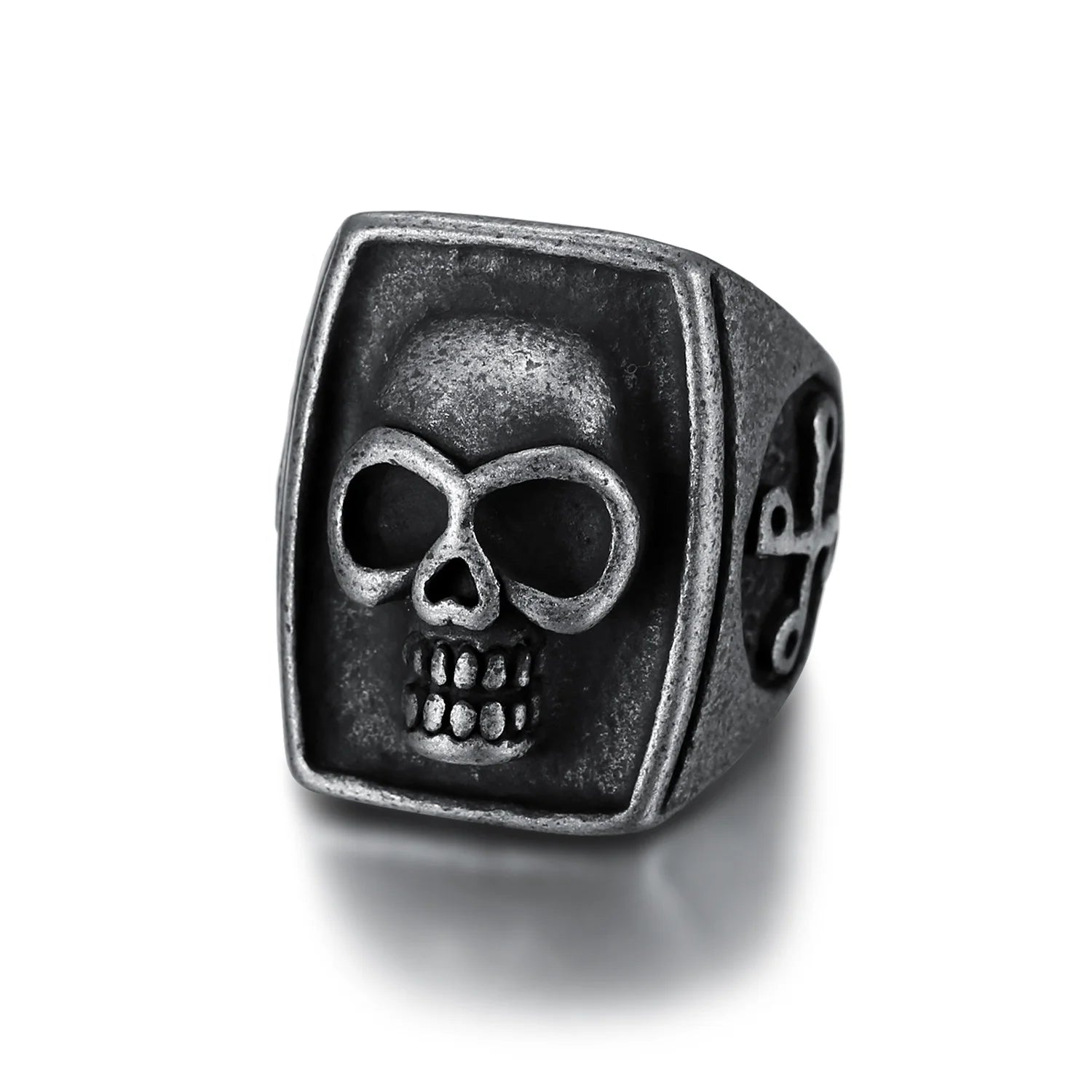 Custom OEM ODM Retro Anti Silver Gothic Style Mens Ring Punk Hip Hop Rock Band Party Bikers Male Fashion Jewelry Ring Wholesale