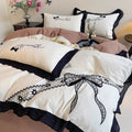 A Pure Cotton Four-piece Set with Matte Embroidery and Lace in Korean Style Bed Sheets Pillowcases Duvet Cover Sets