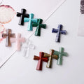 European Medieval Style Natural Gemstone Cross Shaped Pendant DIY Gemstone Material Christmas Gift