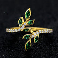 CAOSHI Fresh Style Olive Leaves Design Geometric Crystal Cubic Zirconia Rings for Women Fashion Party Gold Plated CZ RIngs OEM