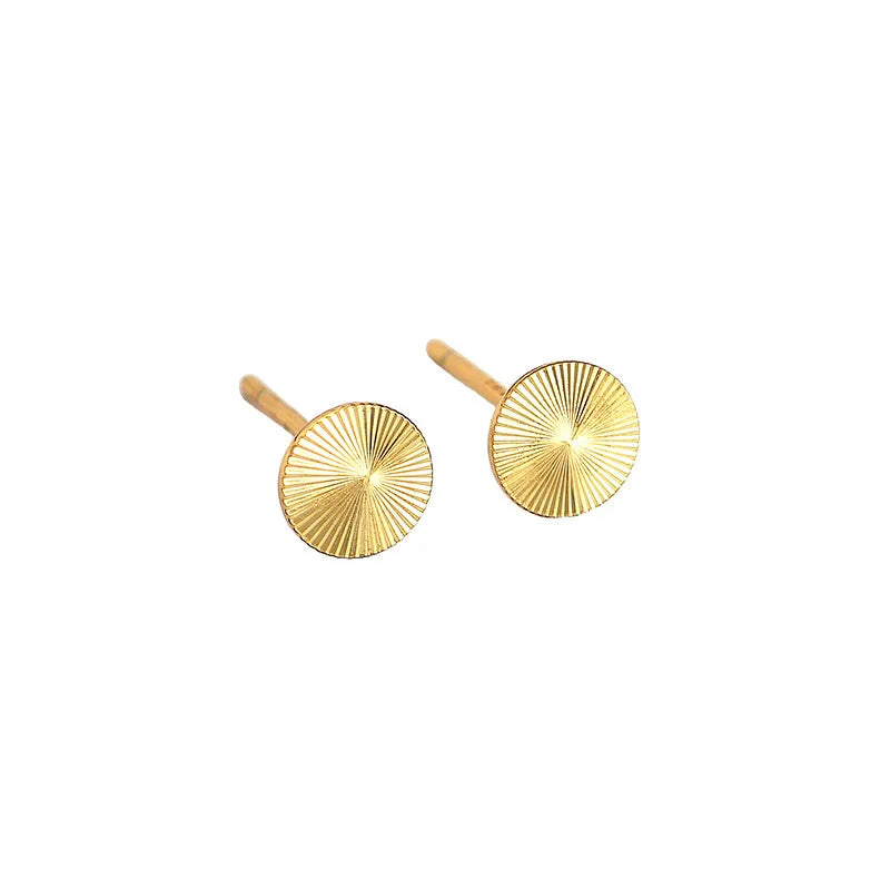 Fashion 925 Sterling Silver Plain Chic Disc Round Stud Earring Jewelry 18K Gold Plated Sterling Silver Stud Earrings for Women