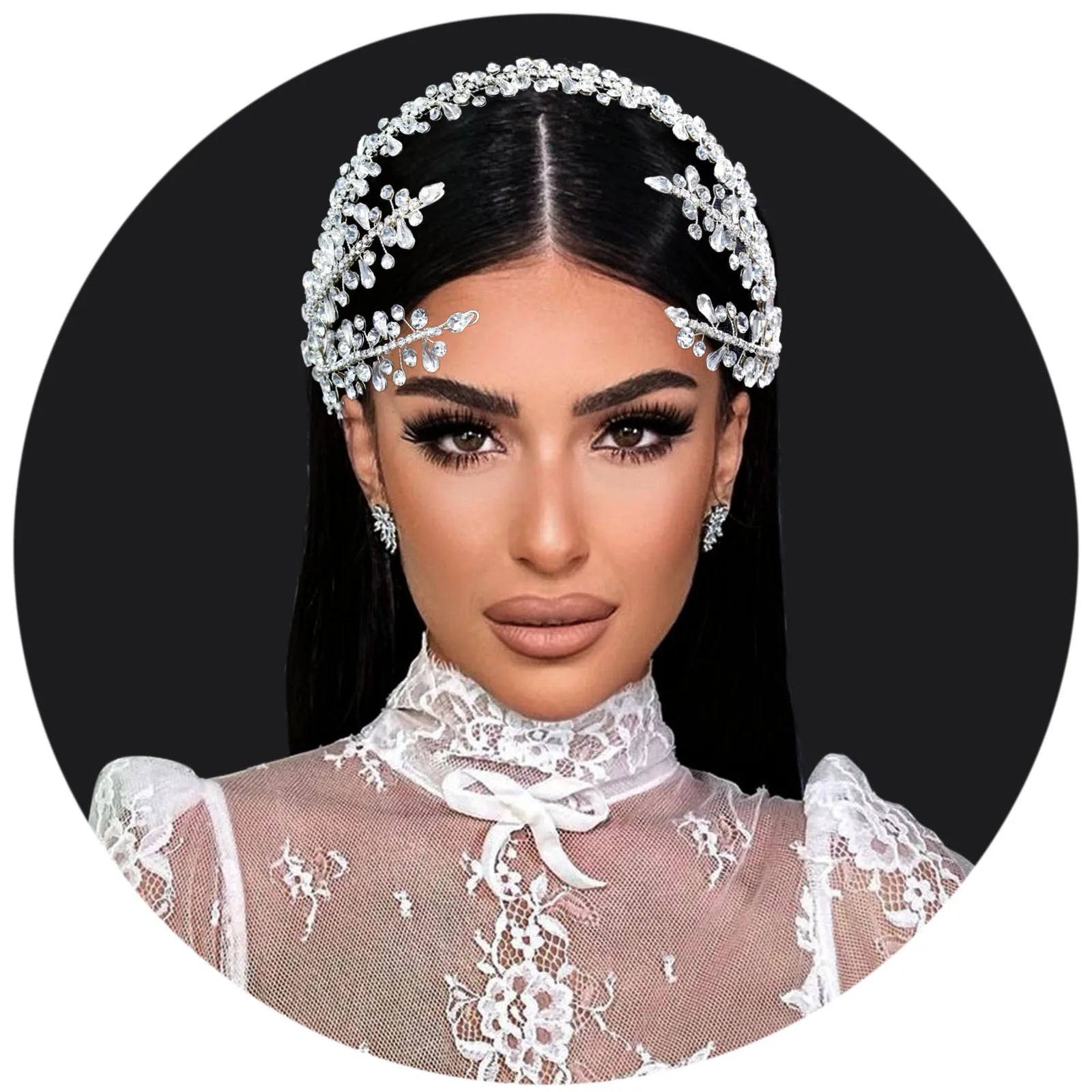 Handmade Diamond-Encrusted Hair Accessories Hydraulic Stage Performance Headband for Bridal Wedding