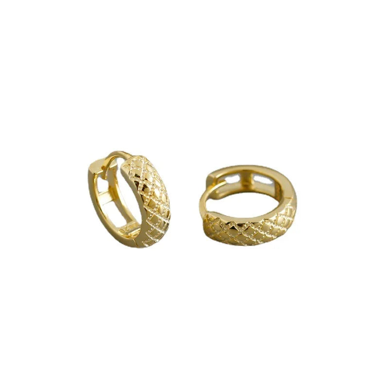 Quick Delivery Round Snake Grain Simple Hoop Earrings Gold Plated 925 Sterling Silver Minimalist Earrings