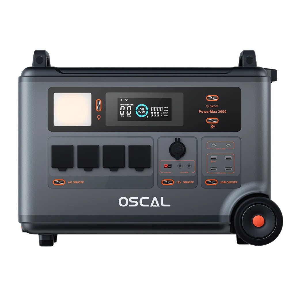 Oscal Portable Power Station LiFePO4 57600Wh 3600W Outdoor Smart APP Control Power Station Easy Carry Oscal PowerMax 3600
