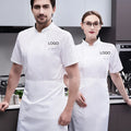 Unisex Short Chef Jacket with Black Tshirt Embroidery Polyester/Cotton Twill Fabric for Fast Food Restaurant Uniforms