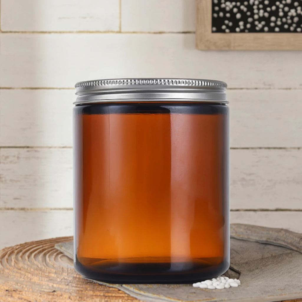 4oz 8oz 16oz Clear Frosted Amber Straight Side Cosmetic Glass Jars for Body Scrubs and Candles with Lid Box