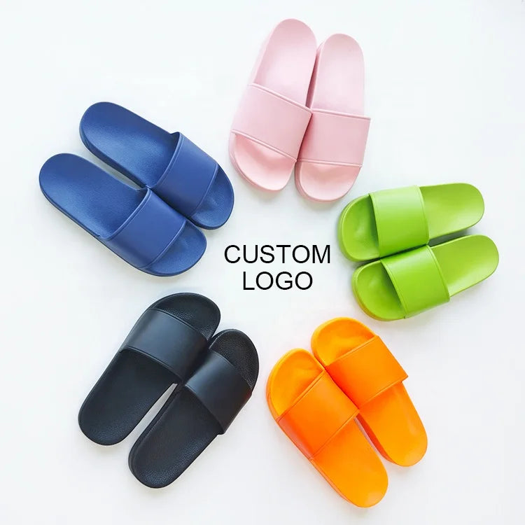 Men Slides Custom PVC Sliders Sandals Slippers Indoor Wholesale Custom Flip Flops Flippers With Logo