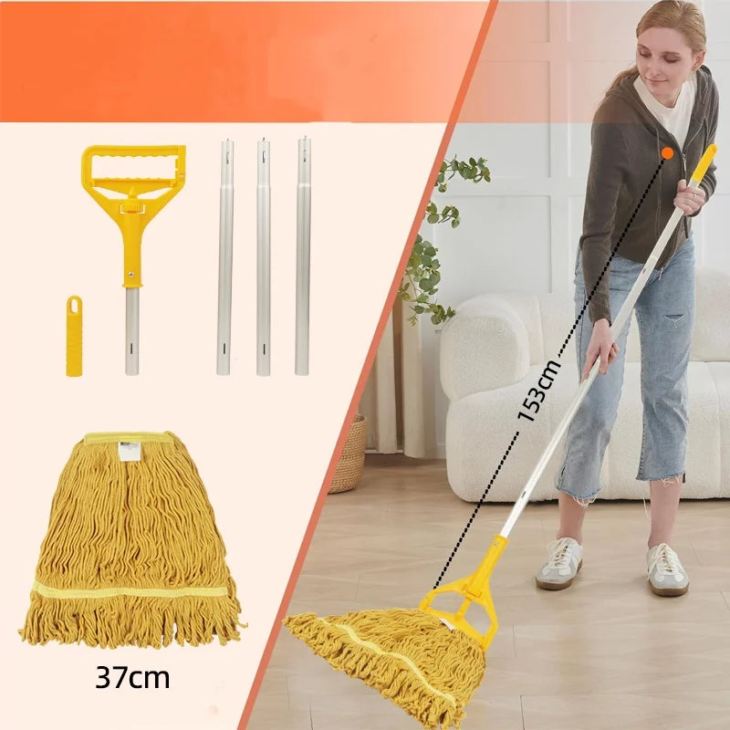 Reinforced Stainless Steel Mop Handle Universal Thread Replacement Pole for Industrial Commercial Cleaning Tools