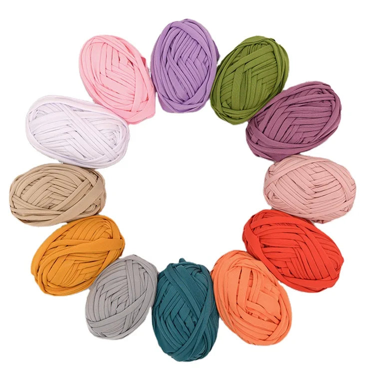 100% Polyester Fancy Yarn Crochet Wholesale 100g Hand Knitted T-Shirt Yarn 3mm Thickness 30 Colours