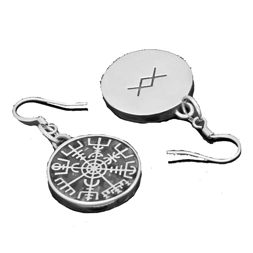Wholesale Nordic Viking Stainless Steel  Compass  Round Dangle Pendant Earring for Women Jewelry Earrings Supplier